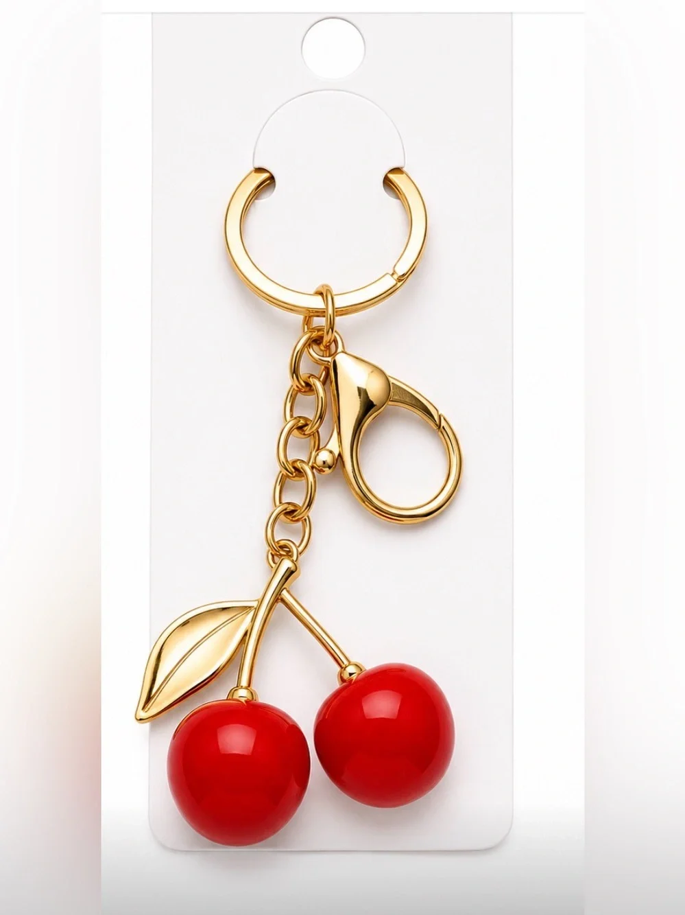 Red & Gold Cherry Keychain/Bag Charm